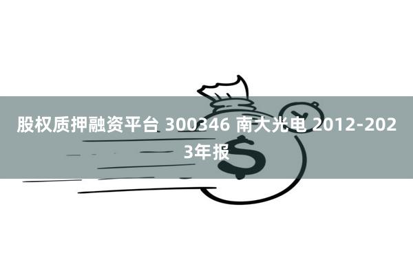 股权质押融资平台 300346 南大光电 2012-2023年报