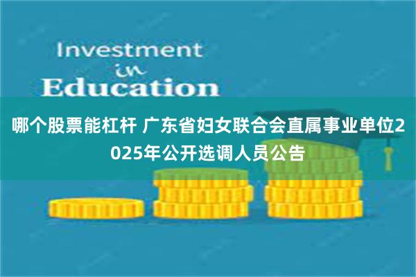 哪个股票能杠杆 广东省妇女联合会直属事业单位2025年公开选调人员公告