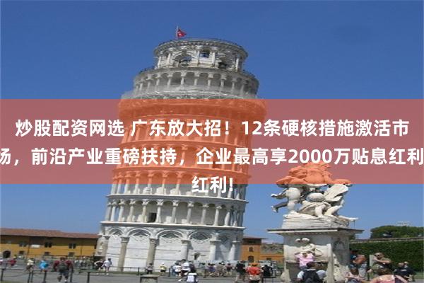 炒股配资网选 广东放大招！12条硬核措施激活市场，前沿产业重磅扶持，企业最高享2000万贴息红利!