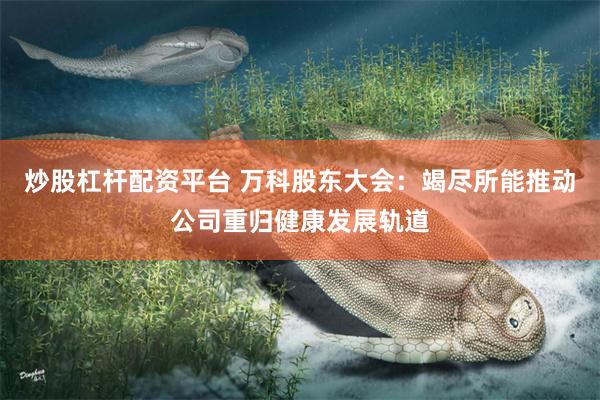 炒股杠杆配资平台 万科股东大会：竭尽所能推动公司重归健康发展轨道