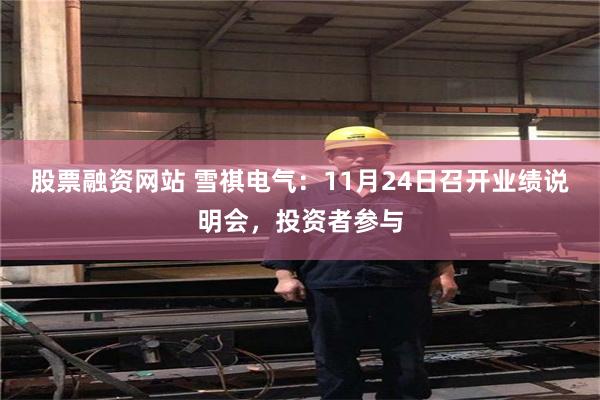 股票融资网站 雪祺电气：11月24日召开业绩说明会，投资者参与