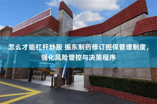 怎么才能杠杆炒股 振东制药修订担保管理制度，强化风险管控与决策程序