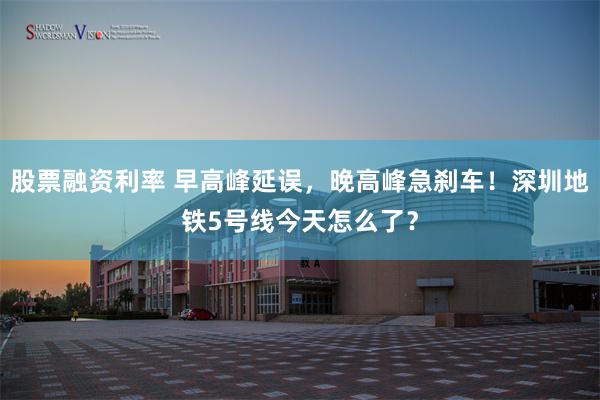 股票融资利率 早高峰延误，晚高峰急刹车！深圳地铁5号线今天怎么了？