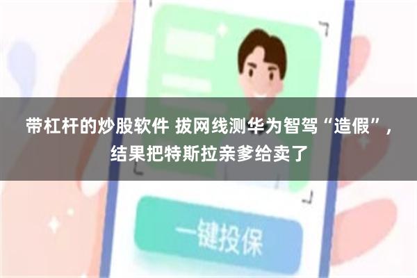 带杠杆的炒股软件 拔网线测华为智驾“造假”，结果把特斯拉亲爹给卖了