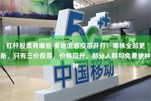 杠杆股票有哪些 多地流感疫苗开打：毒株全部更新、只有三价疫苗，价格回升、部分人群可免费接种