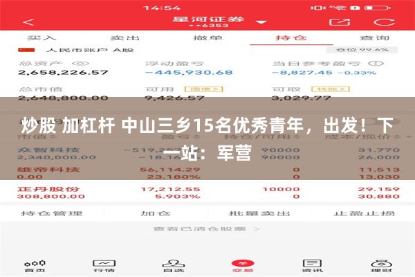 炒股 加杠杆 中山三乡15名优秀青年，出发！下一站：军营