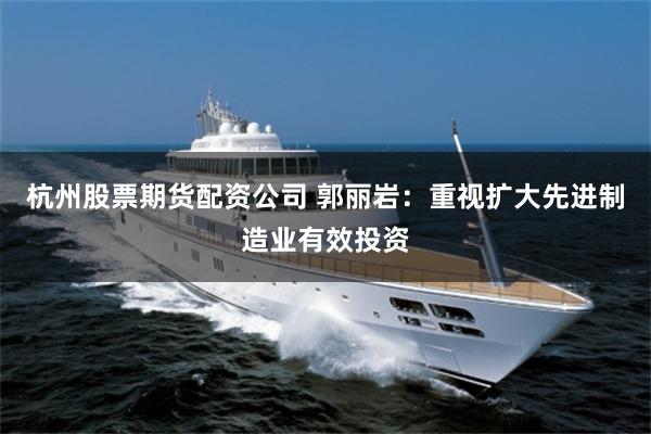 杭州股票期货配资公司 郭丽岩：重视扩大先进制造业有效投资