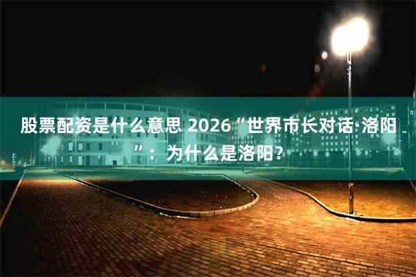 股票配资是什么意思 2026“世界市长对话·洛阳”：为什么是洛阳？